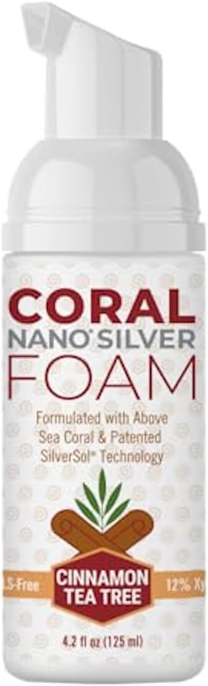 Fluoride Free Foam Toothpaste — Coral Calcium & Nano Silver Whitening Toothpaste for Sensitive Teeth, Xylitol Remineralizing, SLS & Glycerin Free, Made in USA, Cinnamon Tea Tree, 4 oz