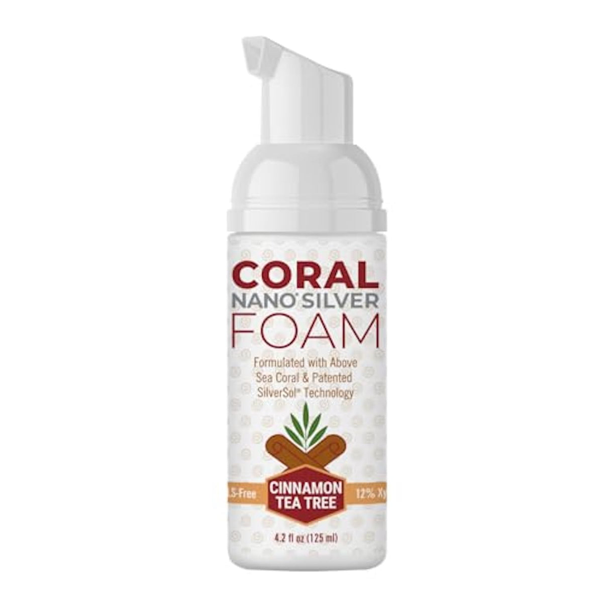 Fluoride Free Foam Toothpaste — Coral Calcium & Nano Silver Whitening Toothpaste for Sensitive Teeth, Xylitol Remineralizing, SLS & Glycerin Free, Made in USA, Cinnamon Tea Tree, 4 oz