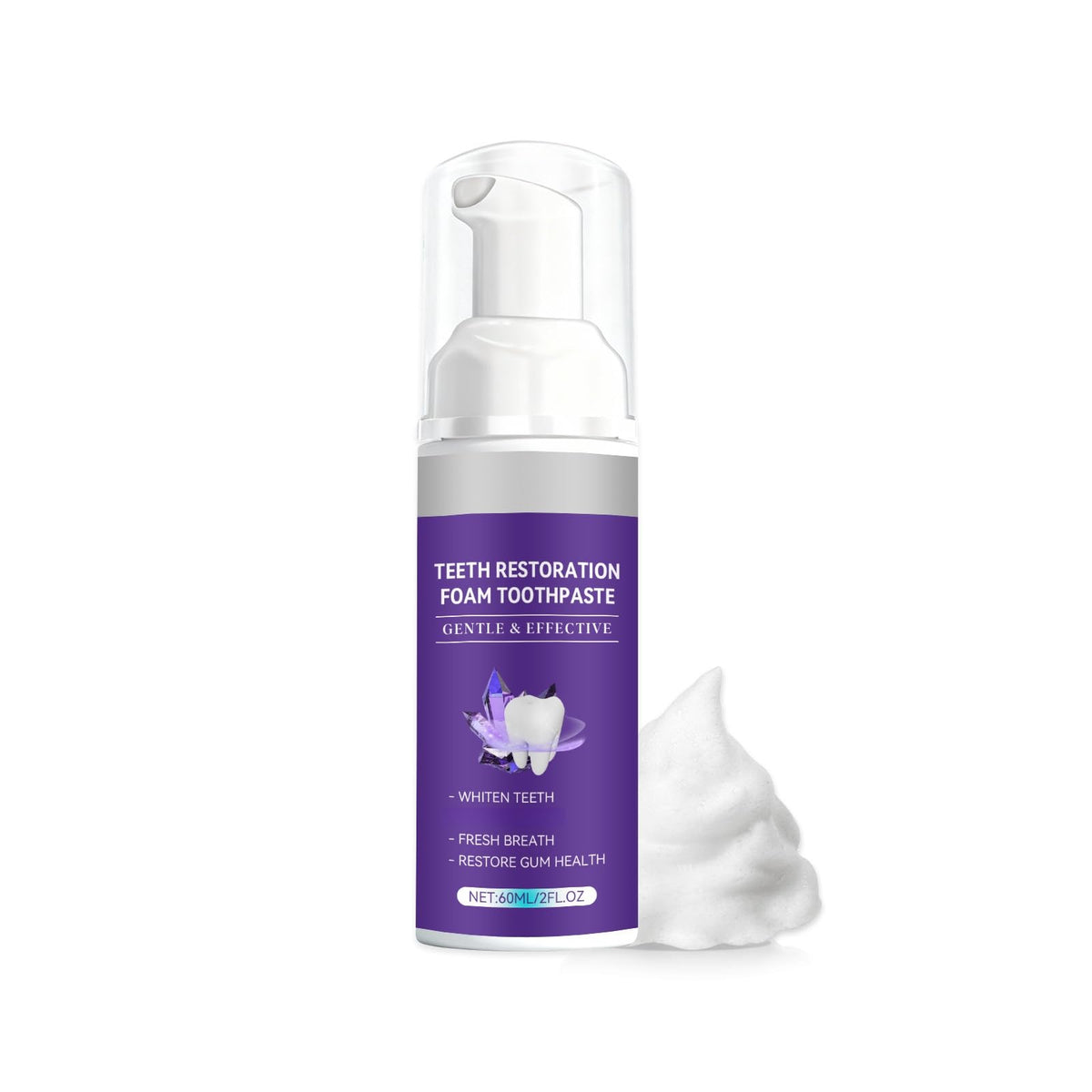 Bright Shine Foaming Tooth Mousse, Gentle Refreshing Clean, One-Press Dispenser, Portable Daily Oral Care, Fresh Feeling(2pcs)