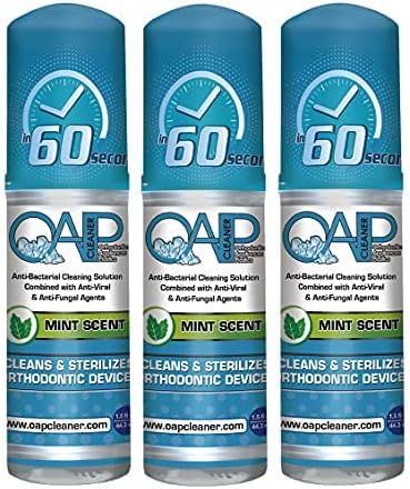 OAP Orthodontic Cleaner Cleaner | For Retainers, Dentures, Mouth Guards & More | 60 Second Foam | Paraben, Sulfate and Triclosan Free | 44.3 mL, 3 Bottles