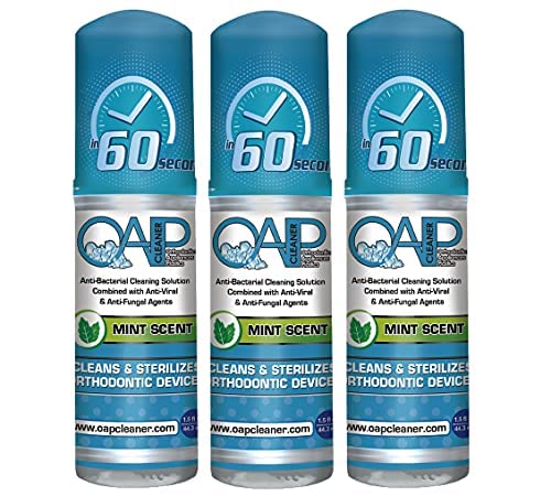 OAP Orthodontic Cleaner Cleaner | For Retainers, Dentures, Mouth Guards & More | 60 Second Foam | Paraben, Sulfate and Triclosan Free | 44.3 mL, 3 Bottles
