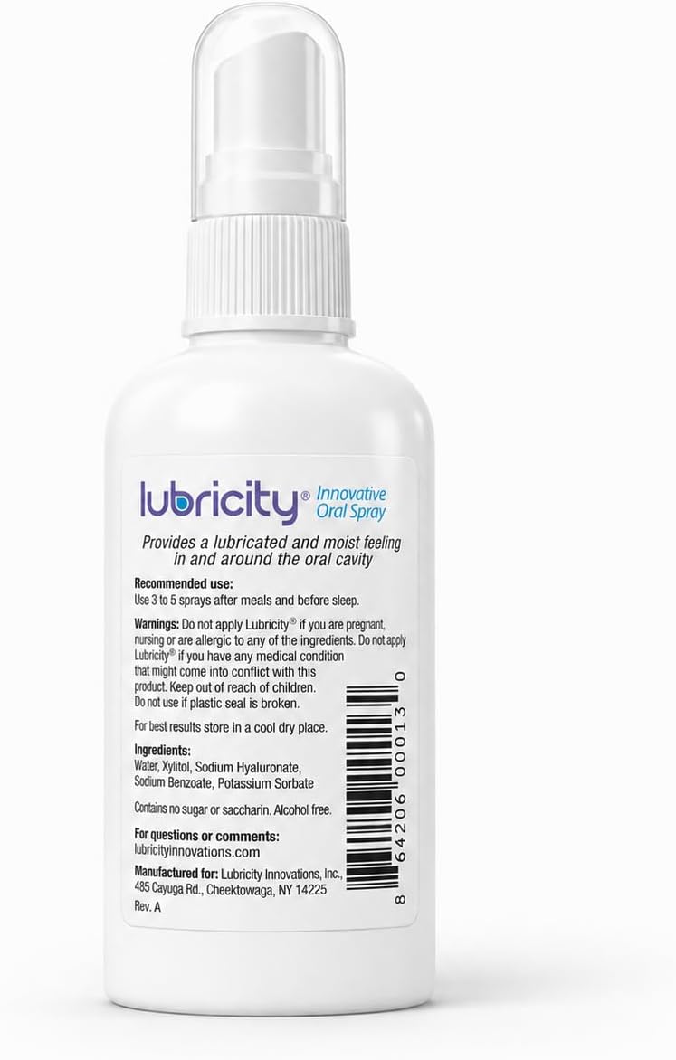 Lubricity Dry Mouth Oral Spray for Symptomatic Relief of Dry Mouth, Flavorless, 2 oz (Pack of 2), 60 Day Supply