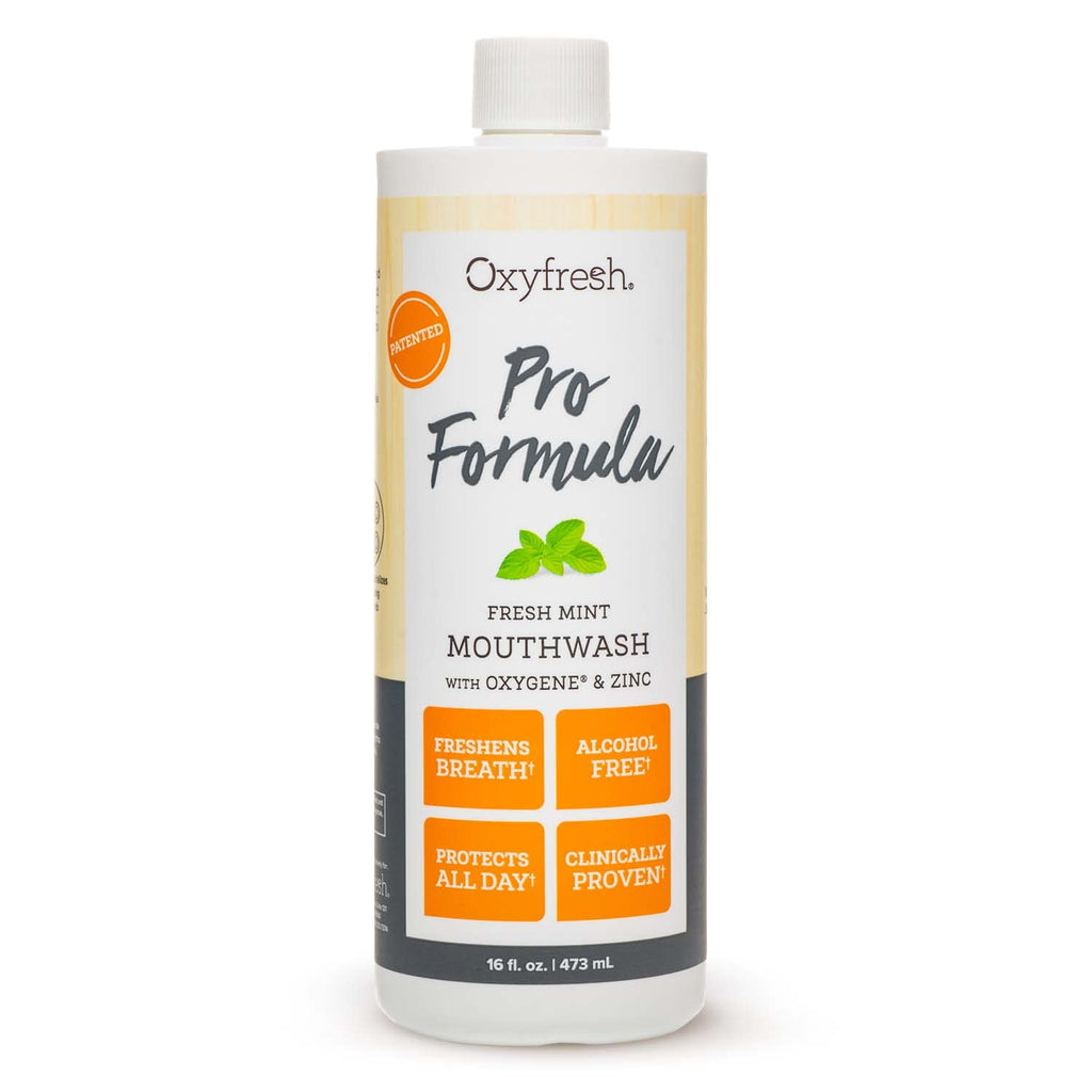 Oxyfresh Pro Formula Fresh Mint Mouthwash – Patented Zinc Mouthrinse for Fresh Breath, Healthy Gums & Bad Breath Treatment for Adults - Dye, Fluoride & Alcohol Free (16 Fl Oz)