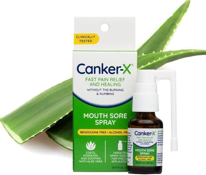 Canker-X Mouth Sore Spray, Oral Pain Relief for Canker Sores, 0.51 Fl Oz