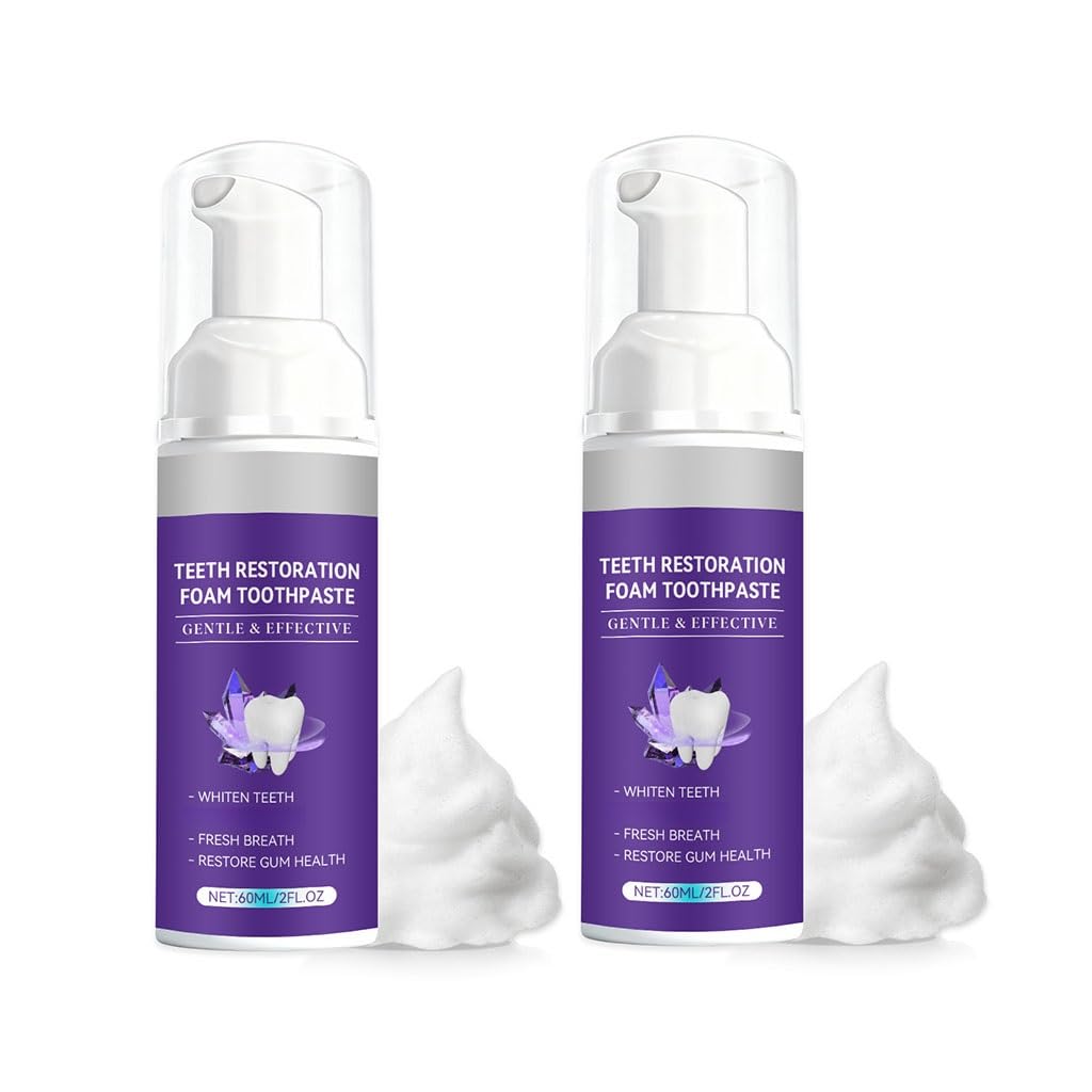 Bright Shine Foaming Tooth Mousse, Gentle Refreshing Clean, One-Press Dispenser, Portable Daily Oral Care, Fresh Feeling(2pcs)