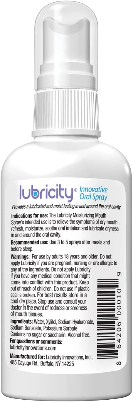 Lubricity Dry Mouth Oral Spray for Symptomatic Relief of Dry Mouth, Flavorless - 2 oz, 30 Day Supply