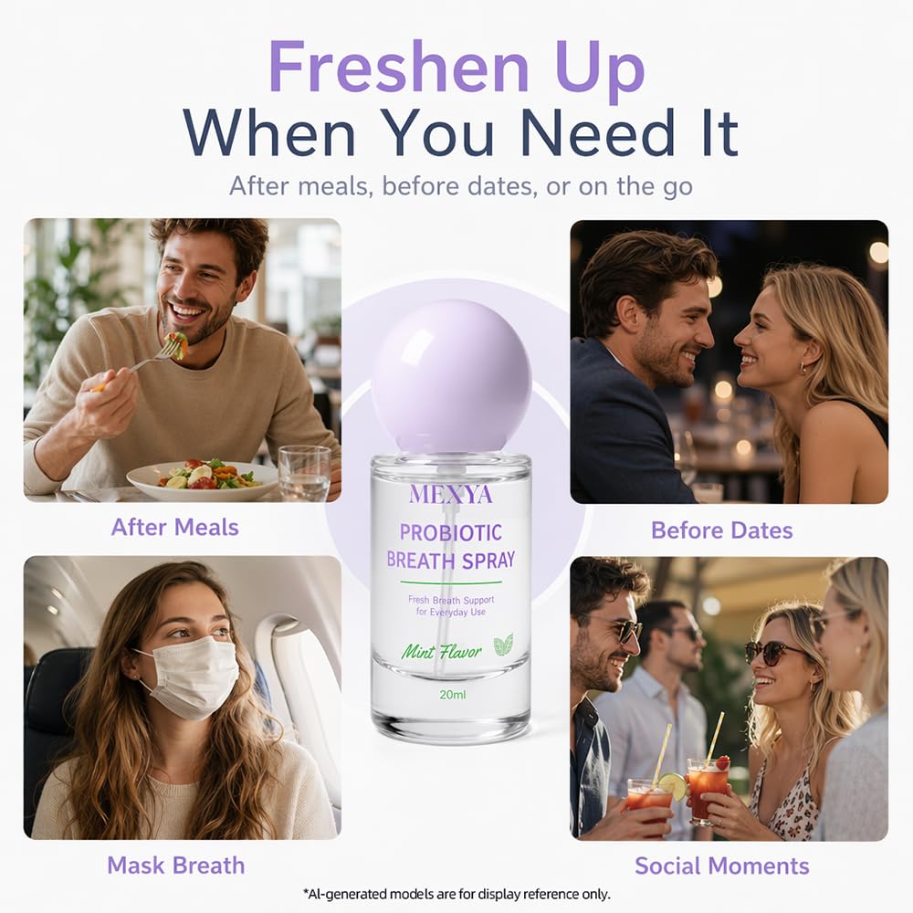 Probiotic Breath Spray for Bad Breath, 2-Pack, Alcohol-Free