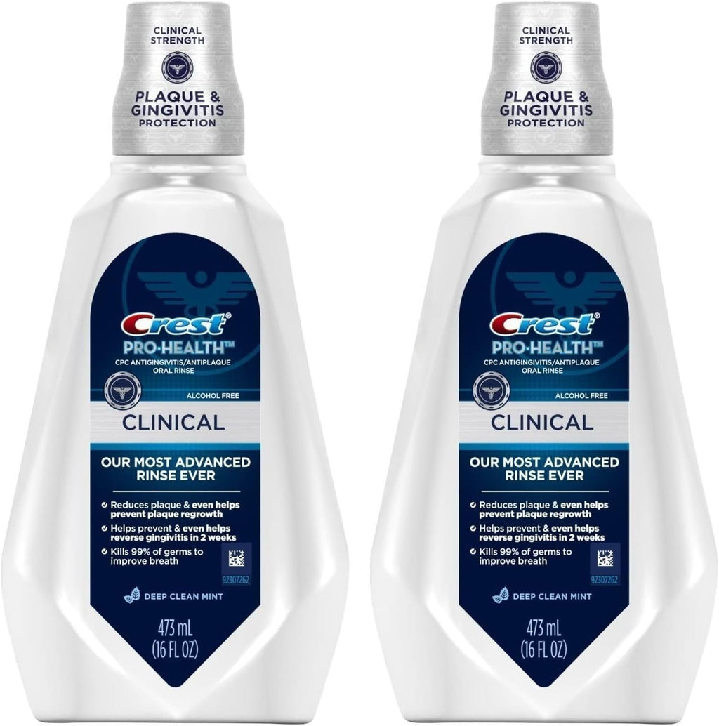 Crest Pro-Health Clinical CPC Antigingivitis/Antiplaque Oral Rinse Deep Clean Mint, Clean Mint 473 ml (Pack of 2)