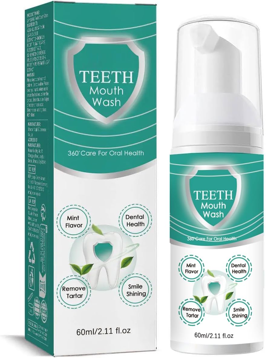 BodyFacialPro Foaming Toothpaste - Deep Cleaning Teeth Stain Remover for Yellow Teeth, Whitening Foam Mouthwash, Gum Care Breath Freshener, 1 Pack
