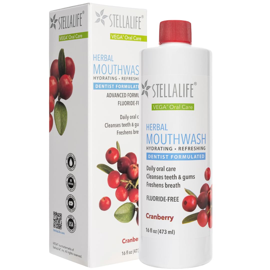 StellaLife Wellness Herbal Mouthwash – Natural Hydrating Alcohol-Free Oral Solution for Halitosis/Bad Breath Relief (Not Vega Rinse) Lemon Mint