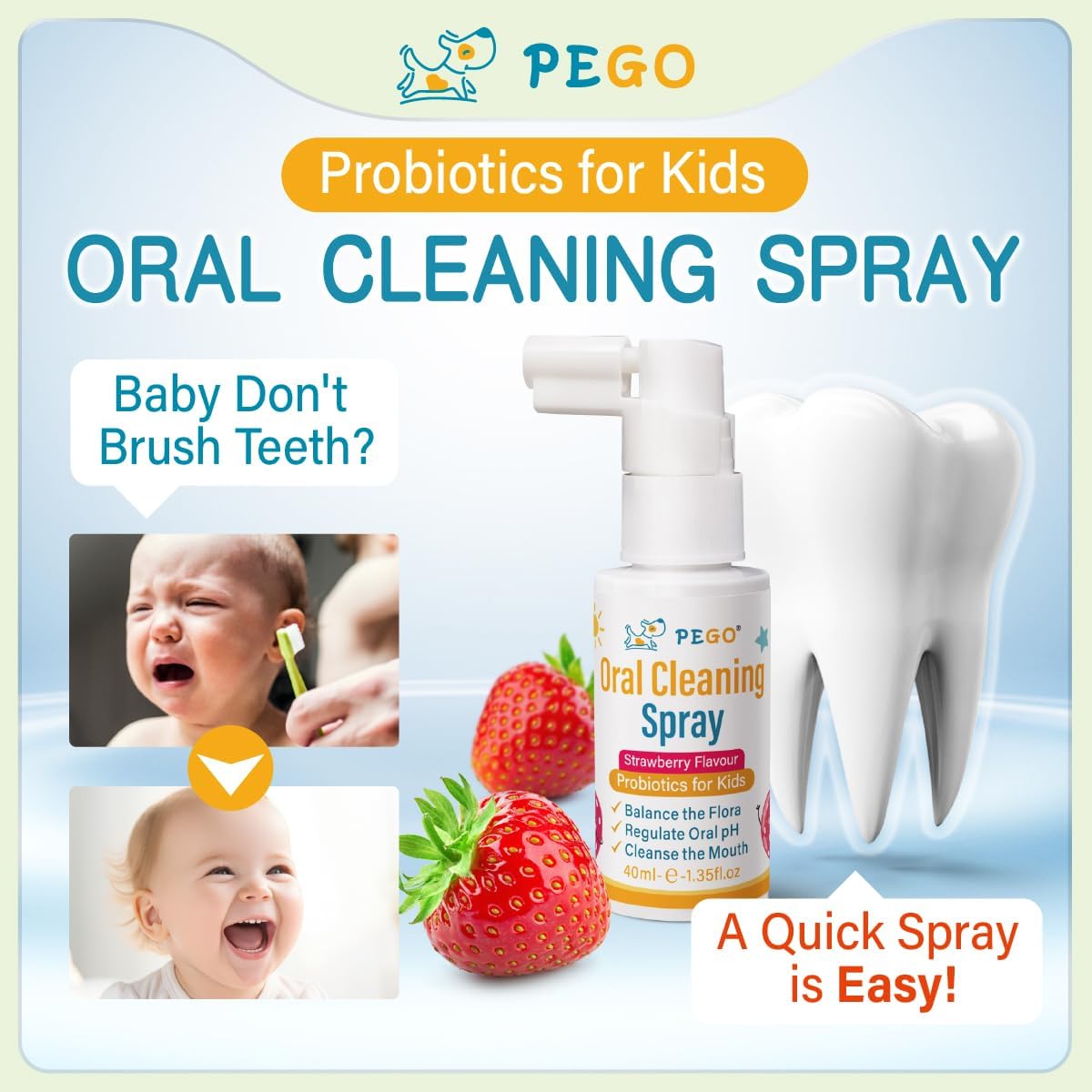 Kids Oral Spray, Toddler Toothpaste Helper for Cavity Prevention and Fresh Breath, Children Anticavity with Fluoride Free for Newborn to Preschoolers, Kid's Mouth Spray (1)