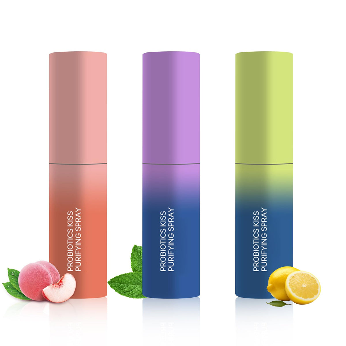 6PCS Fresh Breath Spray,Fruity Flavour Mouth Spray Freshener Spray Set for Mouth,Peaches,Oranges,Watermelon,Grapes,Lychee