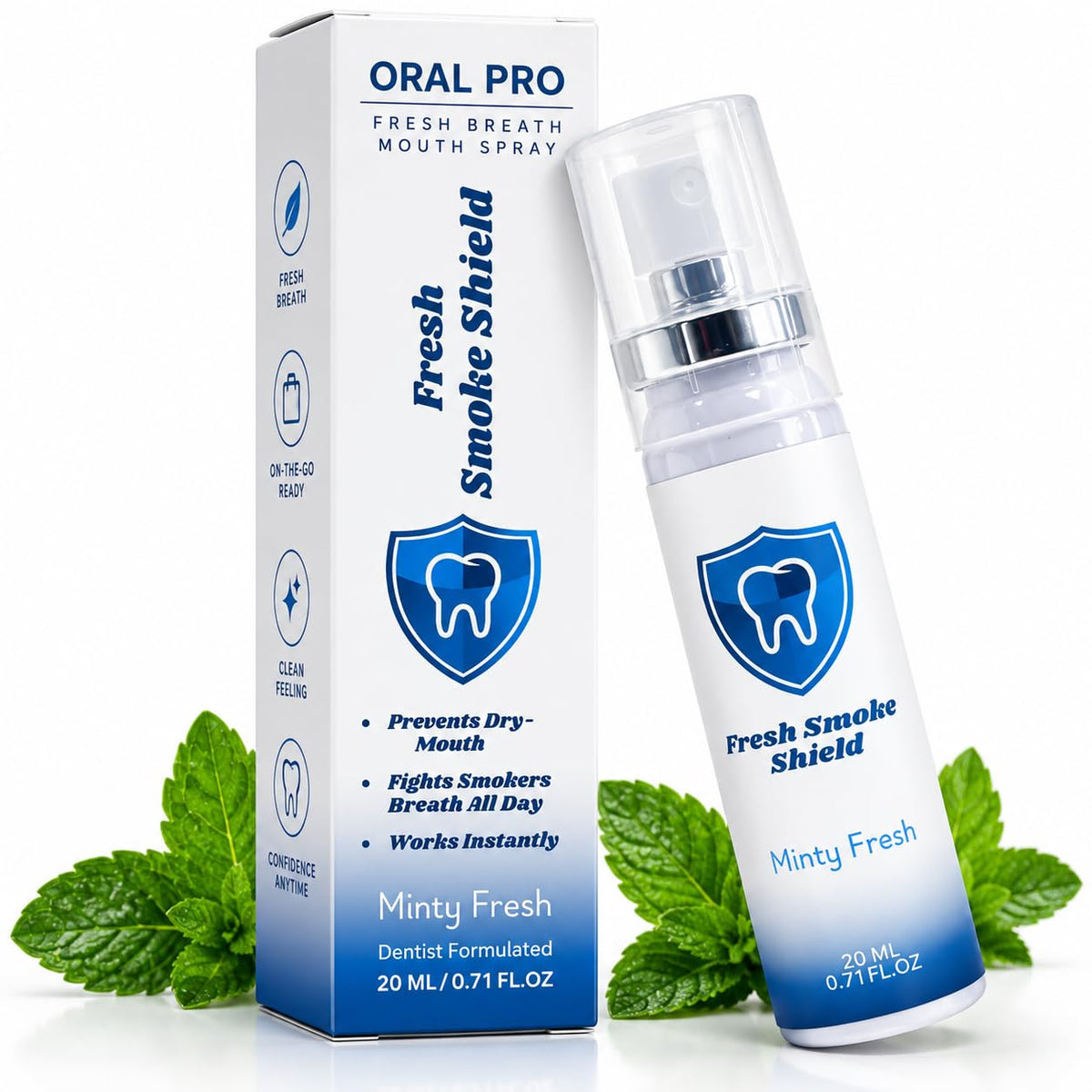 Fresh Breath Spray for Bad Breath – ORAL PRO Pocket-Size Mint Mouth Spray, Portable Breath Freshener for After Coffee & Meals, Travel & On-the-Go Use, 20 mL
