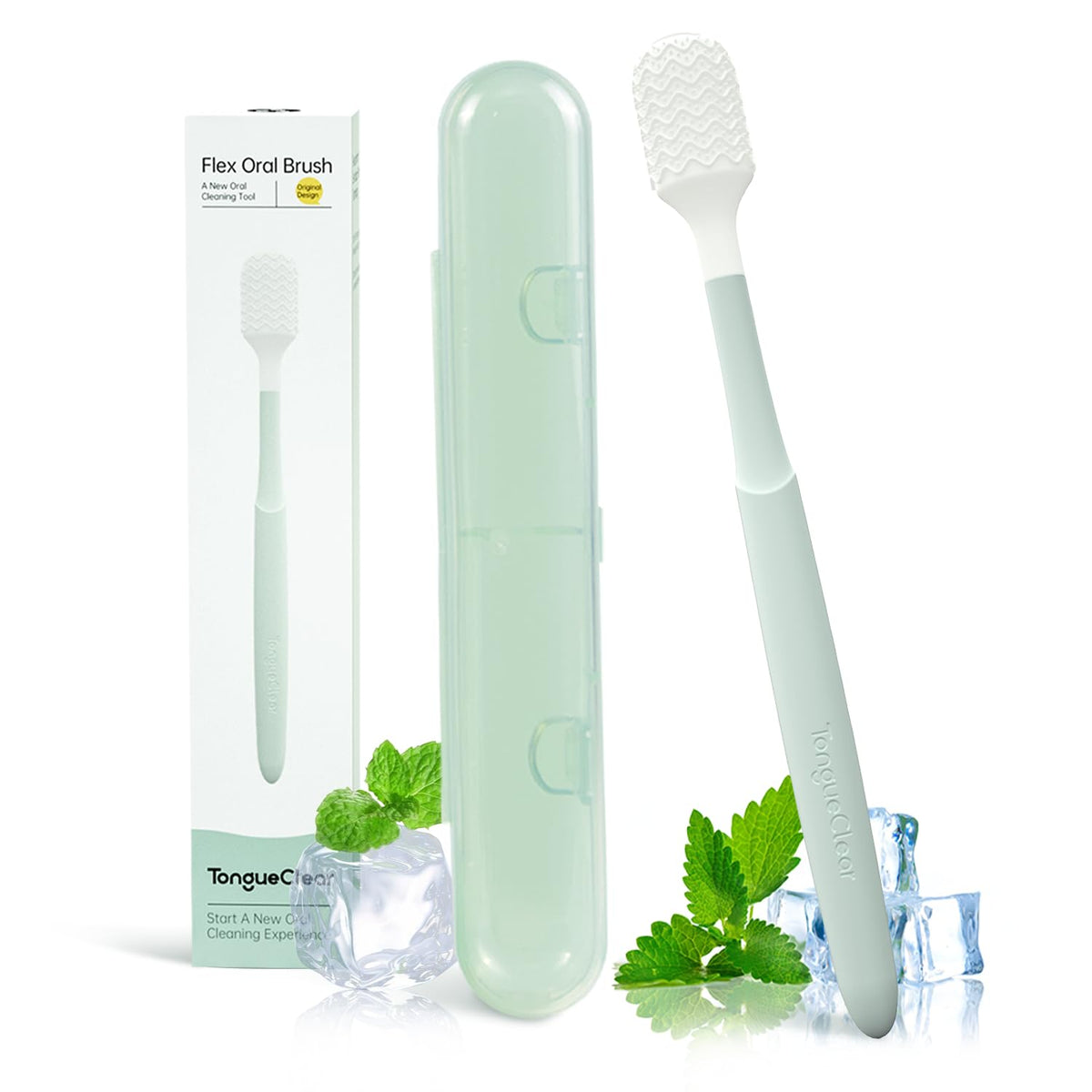 Tongueclear Soft Oral Cleaner & Gel Kit | Mouth Odor Eliminator, Fresh Mint