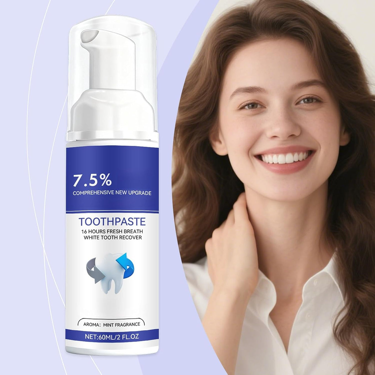 Gentle Press-Type Toothpaste Mousse for Long-Lasting Fresh Breath, Easy Squeeze Foam Cleanser, Family-Friendly Oral Care(1pcs)