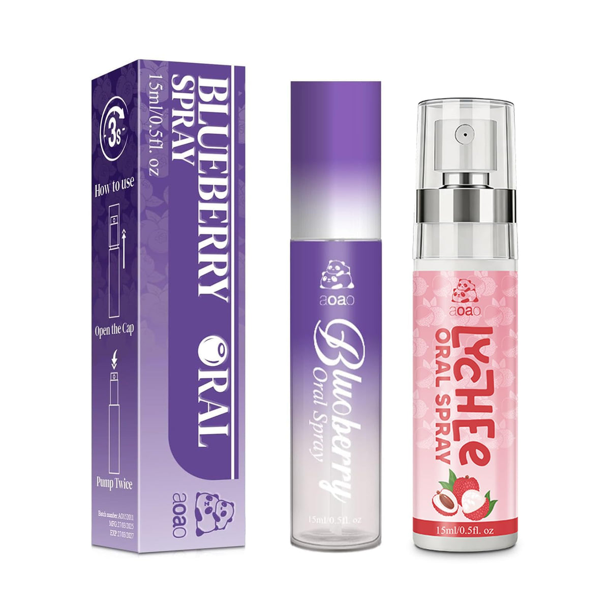 Oral Spray for Bad Breath & Dry Mouth, Sugar Free Lychee & Blueberry Flavor