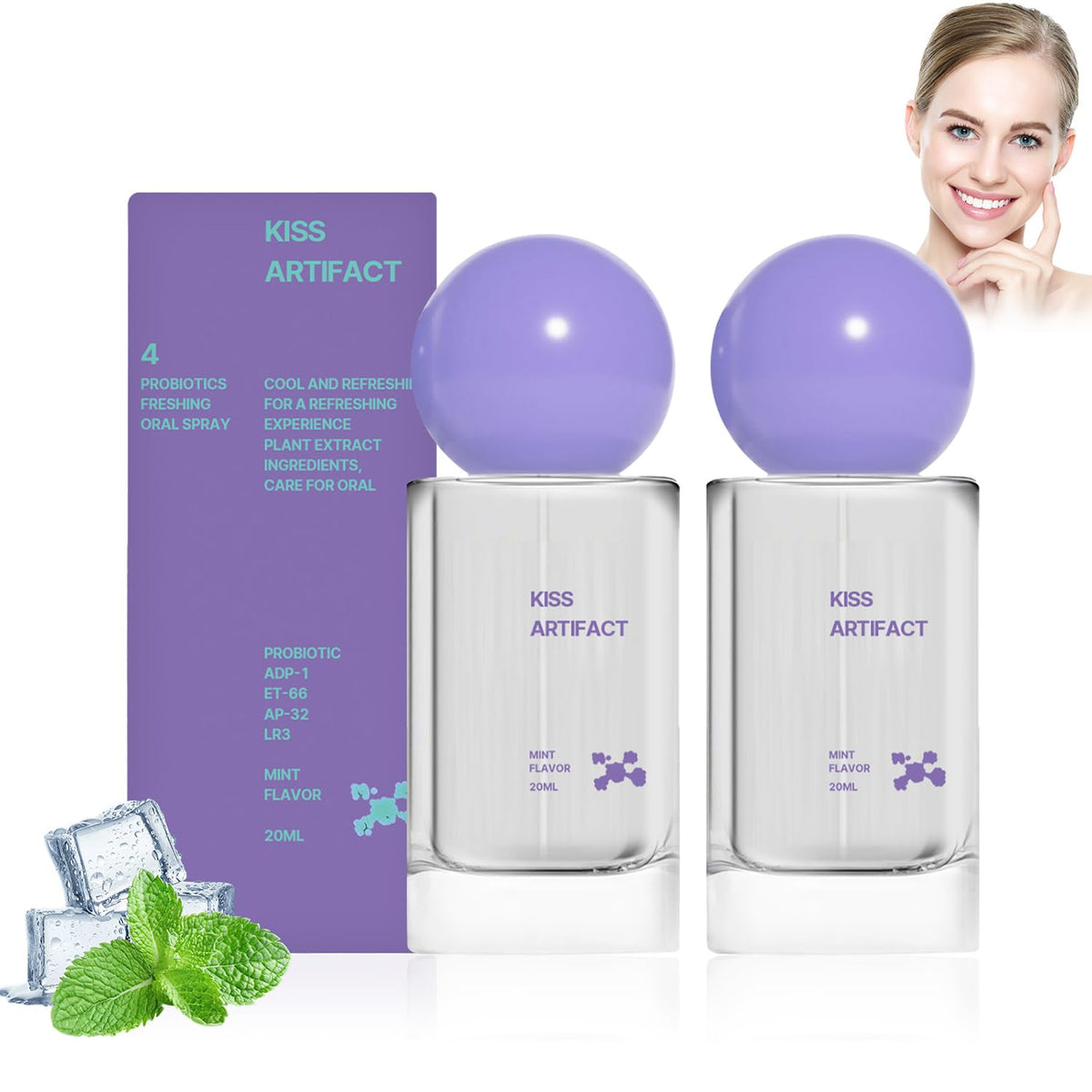 2pcs Probiotic Oral Spray for Long-Lasting Freshness, Alcohol-Free Oral Spray with Probiotics for Breath Care, Probiotic Breath Spray, Convenient Travel-Sized Breath Spray (20ml/0.68floz)