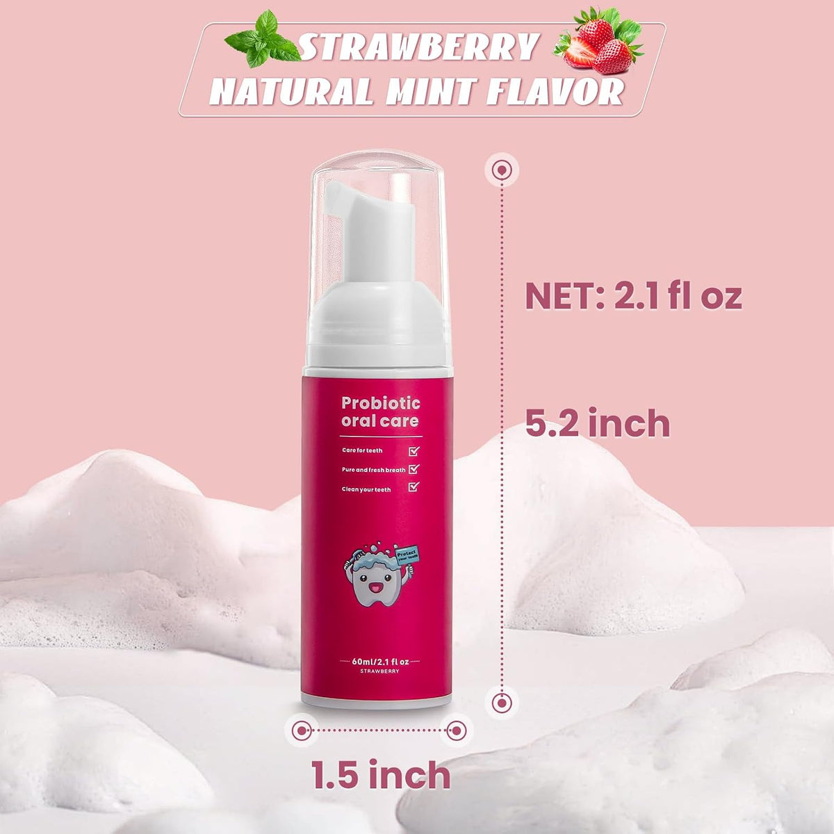 Kids Fluoride Free Toothpaste,Travel Whitening Foam Toothpaste,Fruit Mint