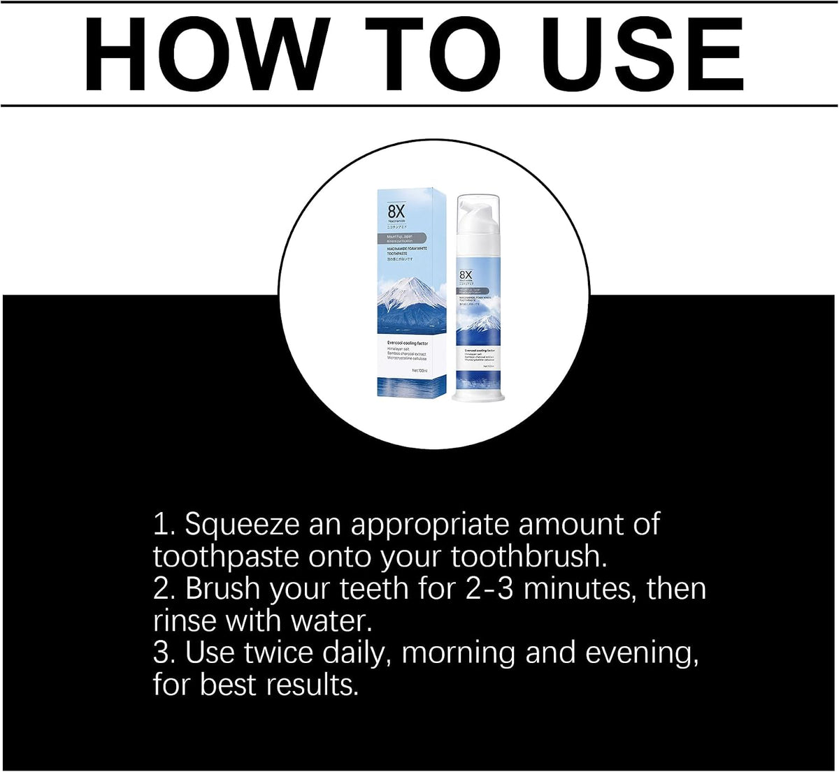 Niacinamide Foam Whitening Toothpaste with Bamboo Charcoal, Niacinamide Whitening Toothpaste for Adults, Helps Remove Surface Stains, Fresh Breath, Daily Oral Care, Mint Flavor (1PCS)