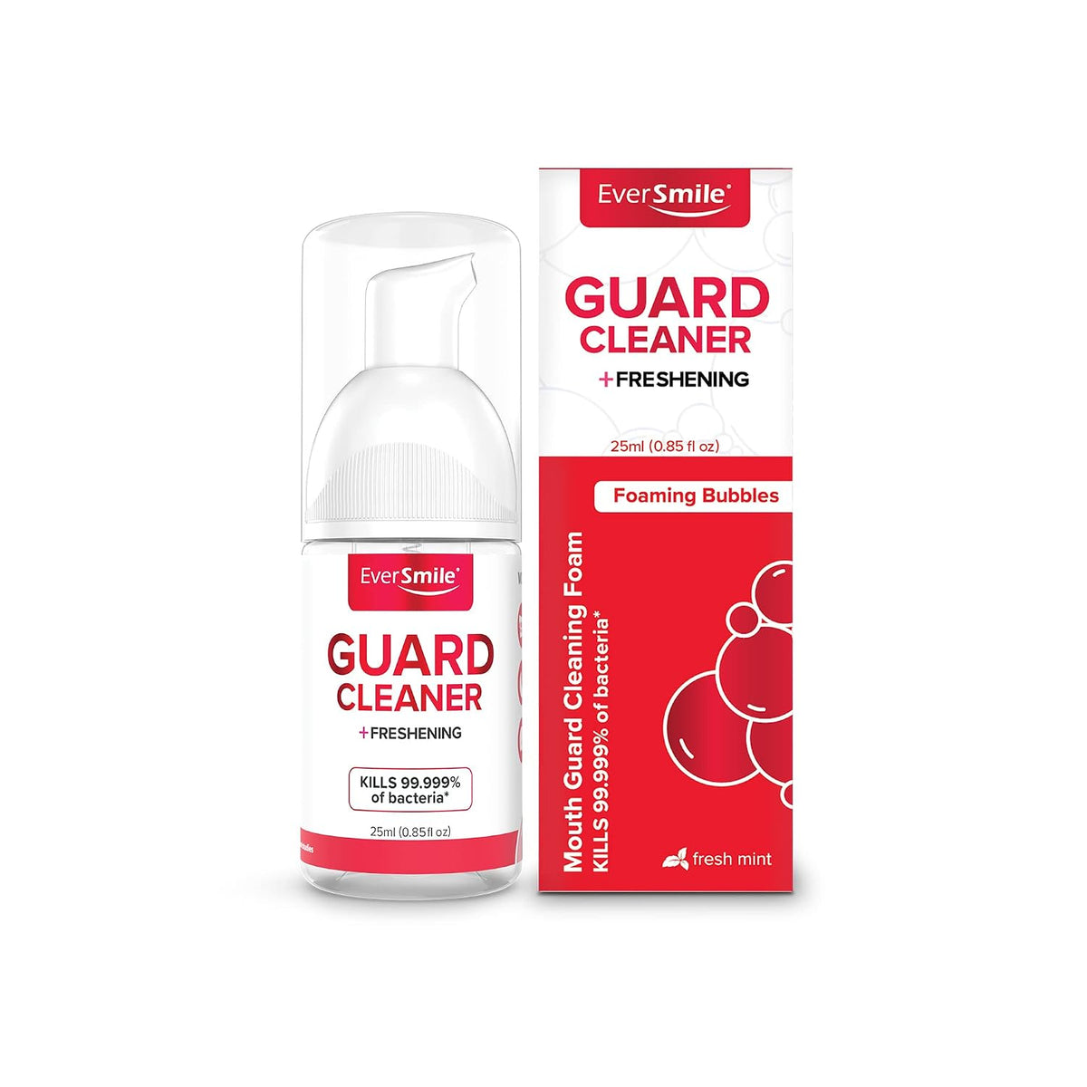 EverSmile Mouth Guard Cleaning Foam – Fresh Mint, Travel Size Pack (25ml) – for Mouth, Night, Football, Boxing, Sleep, Snoring, Grinding & All Types of Guards – Fights Bad Breath