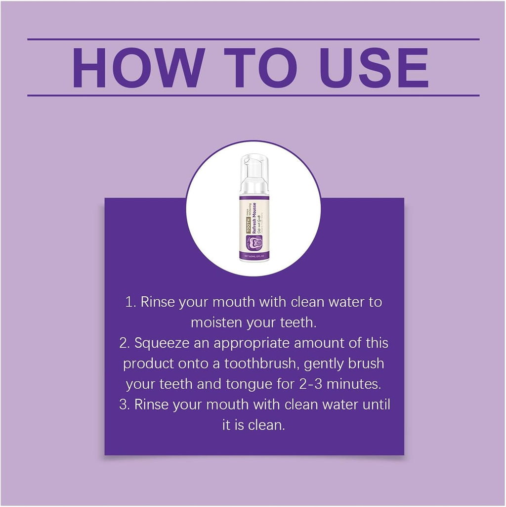 Teeth Freshening Mousse 60ml - Foaming Oral Cleanser for Smoother Brushing(1pcs)
