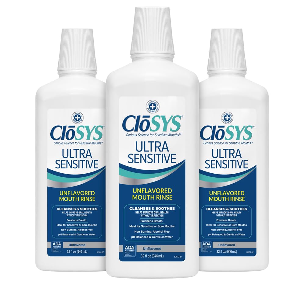 CloSYS Ultra Sensitive Mouthwash, 32 Oz, 2 Pack, Alcohol Free Mouthwash