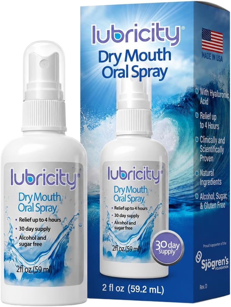 Lubricity Dry Mouth Oral Spray for Symptomatic Relief of Dry Mouth, Flavorless - 2 oz, 30 Day Supply