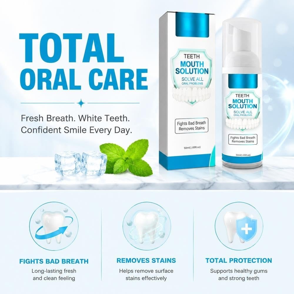 Mousse Teeth Cleaner, 50ml Pump Foam Oral Rinse