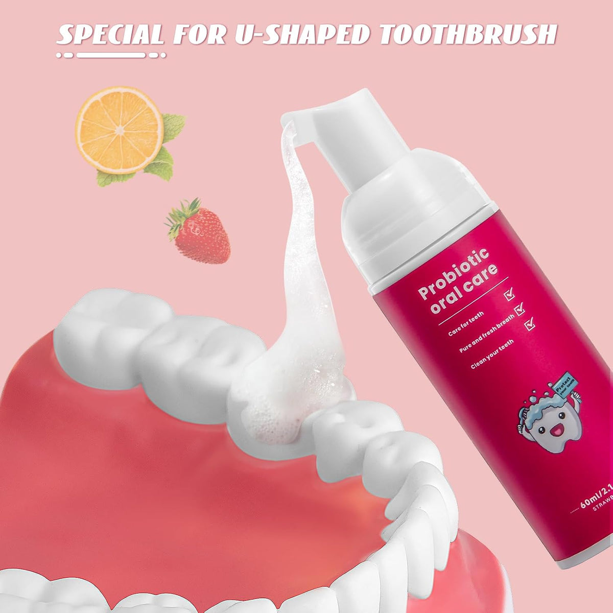 Kids Fluoride Free Toothpaste,Travel Whitening Foam Toothpaste,Fruit Mint