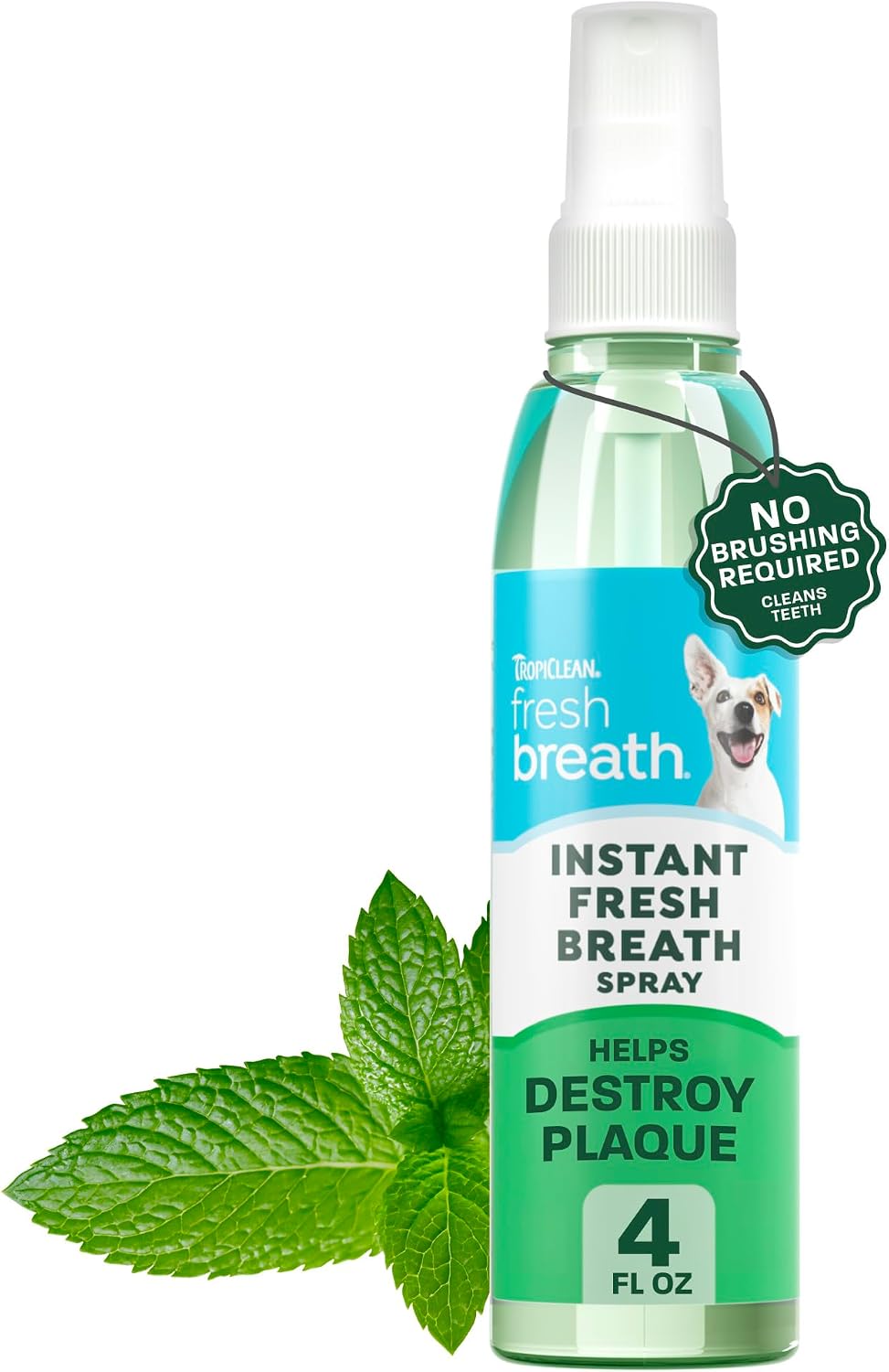TropiClean Fresh Breath Oral Care Spray for Dogs & Cats | Dog Breath Spray | Mint Breath Freshener | Pet Bad Breath Treatment | Made in The USA | 4 oz