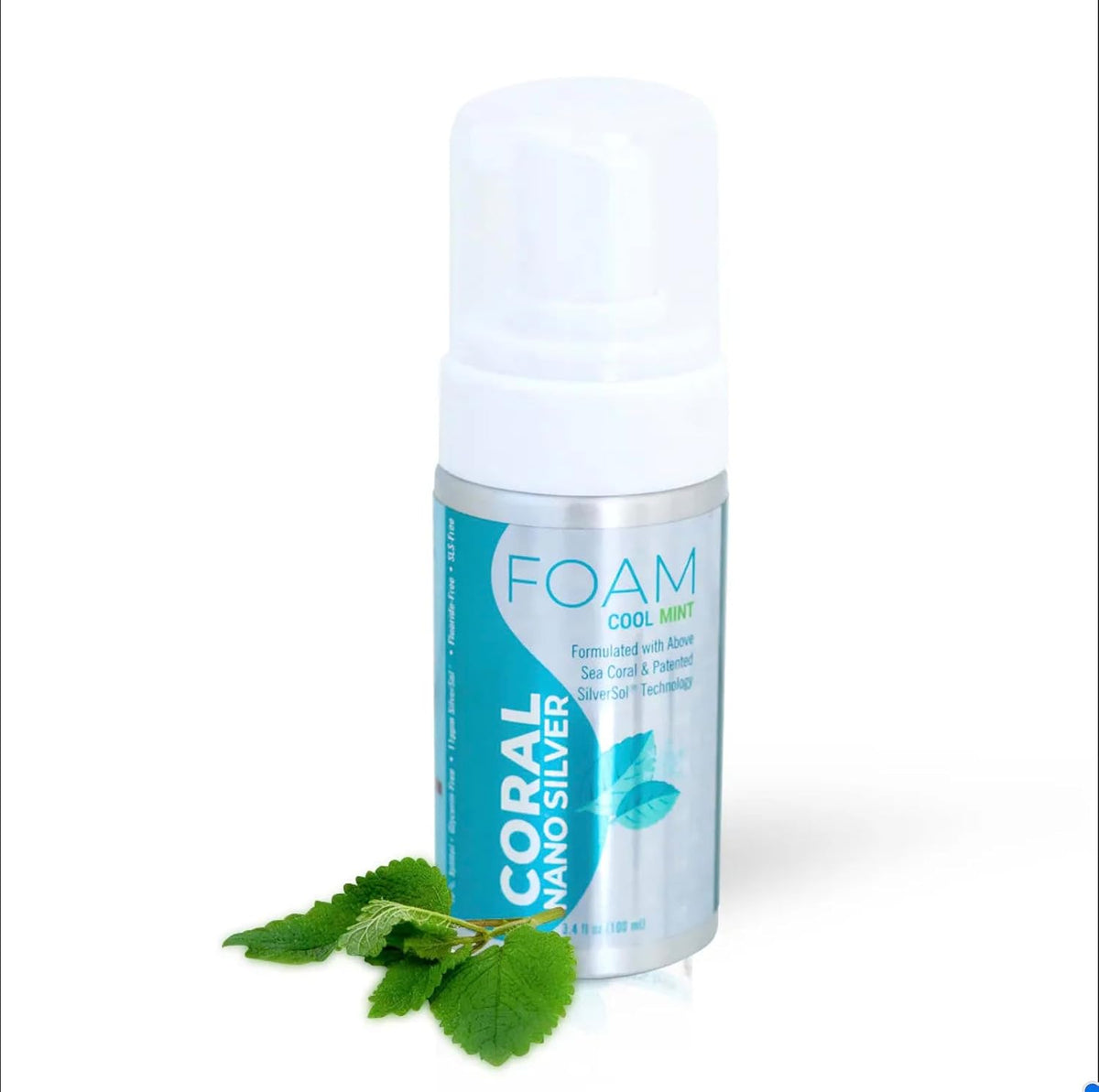 Coral Nano Silver Foaming Toothpaste Travel Size – Fluoride Free Natural Foaming Toothpaste with Coral Calcium, Xylitol & Peppermint – Non Toxic, SLS Free – 2 oz Aluminum Bottle