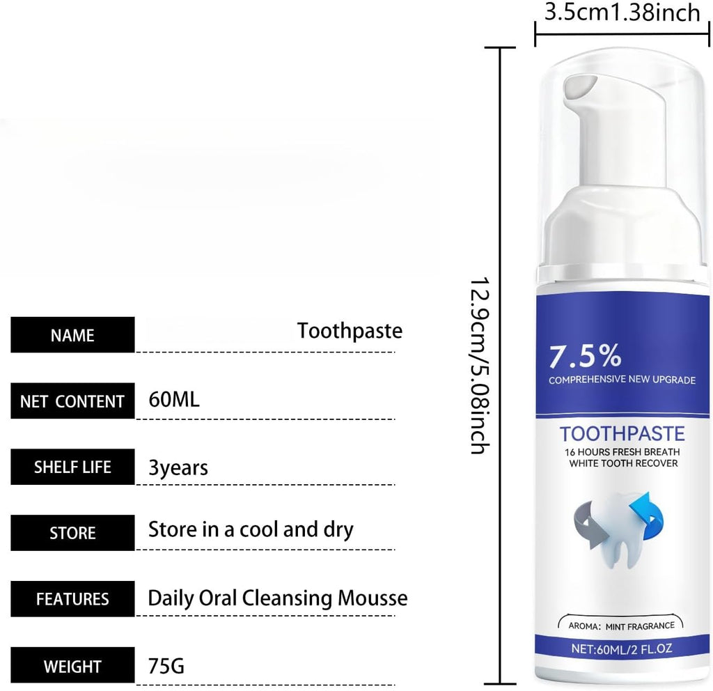Gentle Press-Type Toothpaste Mousse for Long-Lasting Fresh Breath, Easy Squeeze Foam Cleanser, Family-Friendly Oral Care(1pcs)
