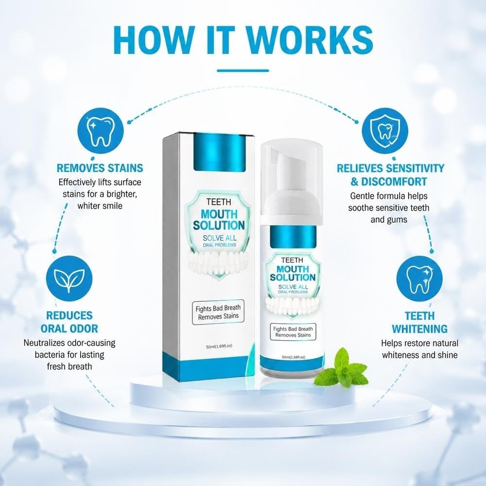 Mousse Teeth Cleaner, 50ml Pump Foam Oral Rinse