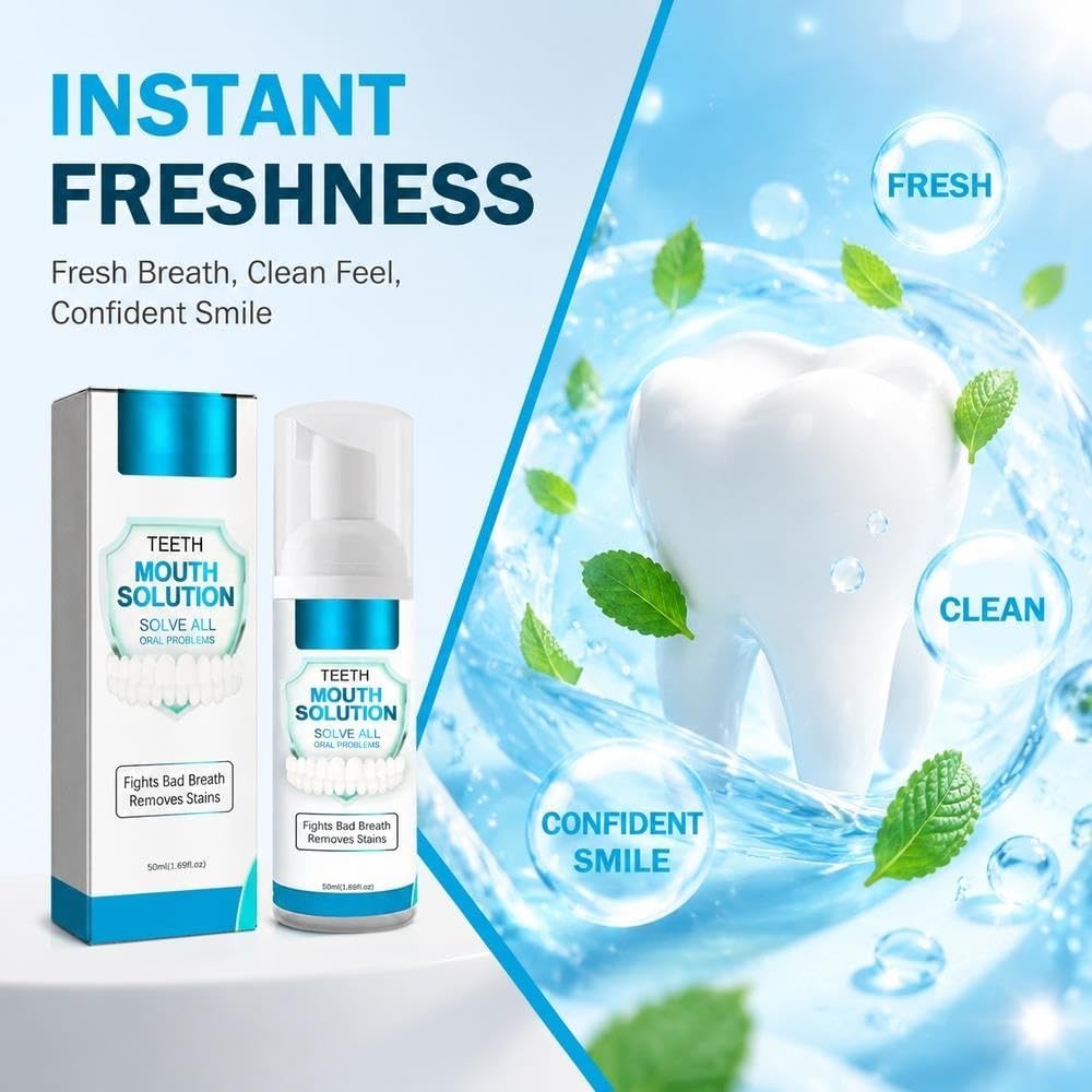 Mousse Teeth Cleaner, 50ml Pump Foam Oral Rinse