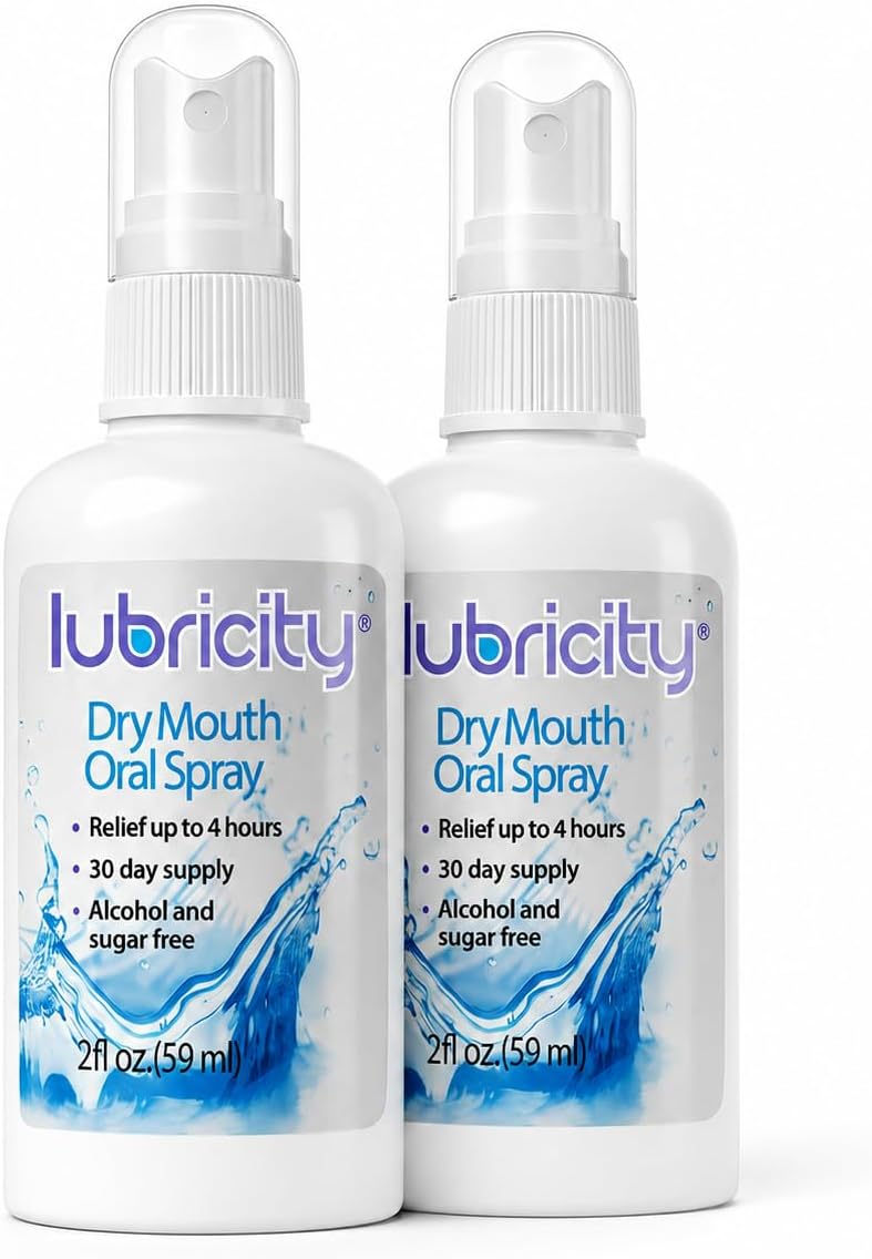 Lubricity Dry Mouth Oral Spray for Symptomatic Relief of Dry Mouth, Flavorless, 2 oz (Pack of 2), 60 Day Supply