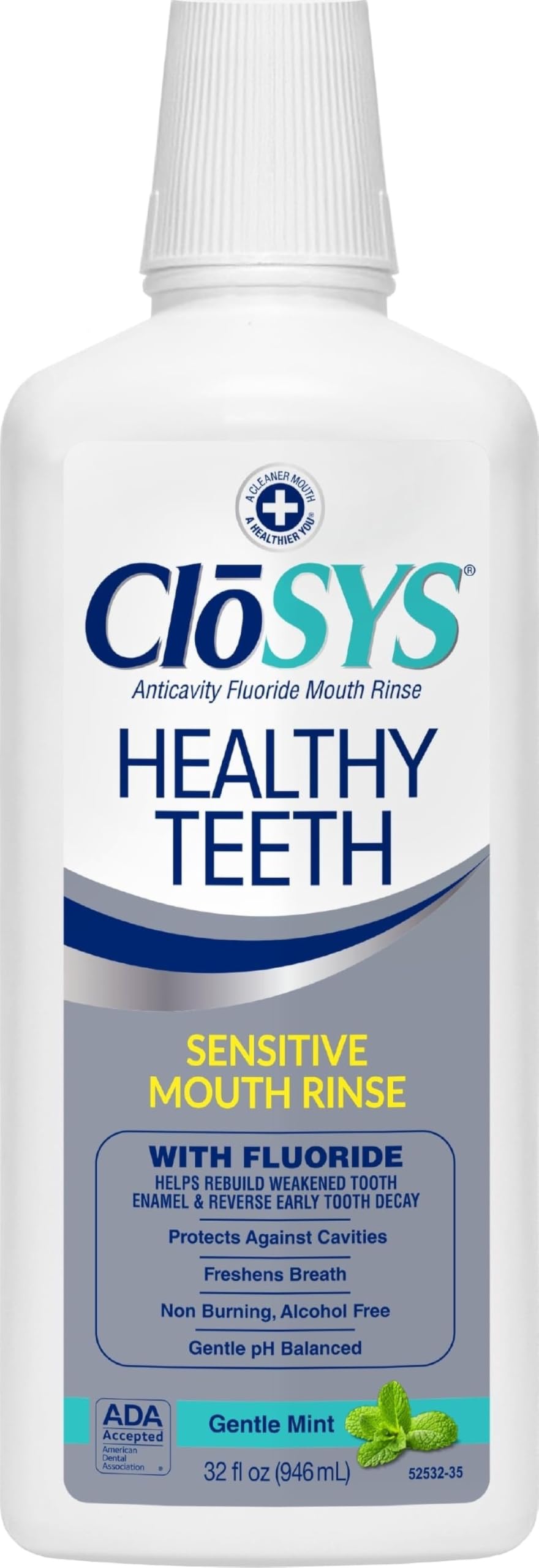 CloSYS Silver Healthy Teeth Anti-Cavity Oral Rinse, 32 Fl Oz, 2 Pack
