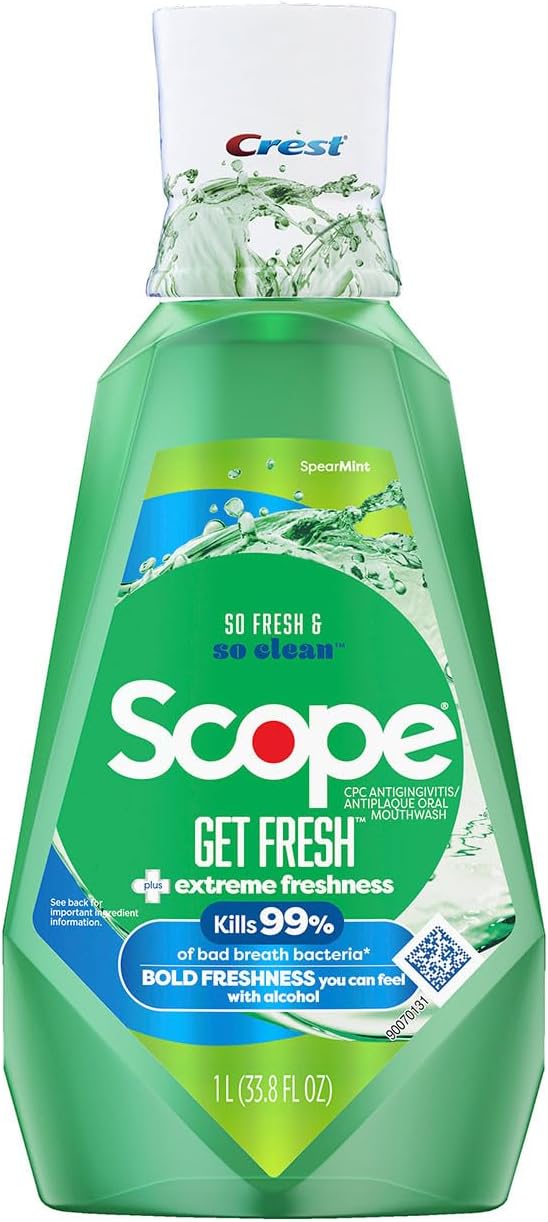 Crest Scope Get Fresh Mouthwash with Alcohol, Fights Plaque and Gingivitis, Spearmint 1L