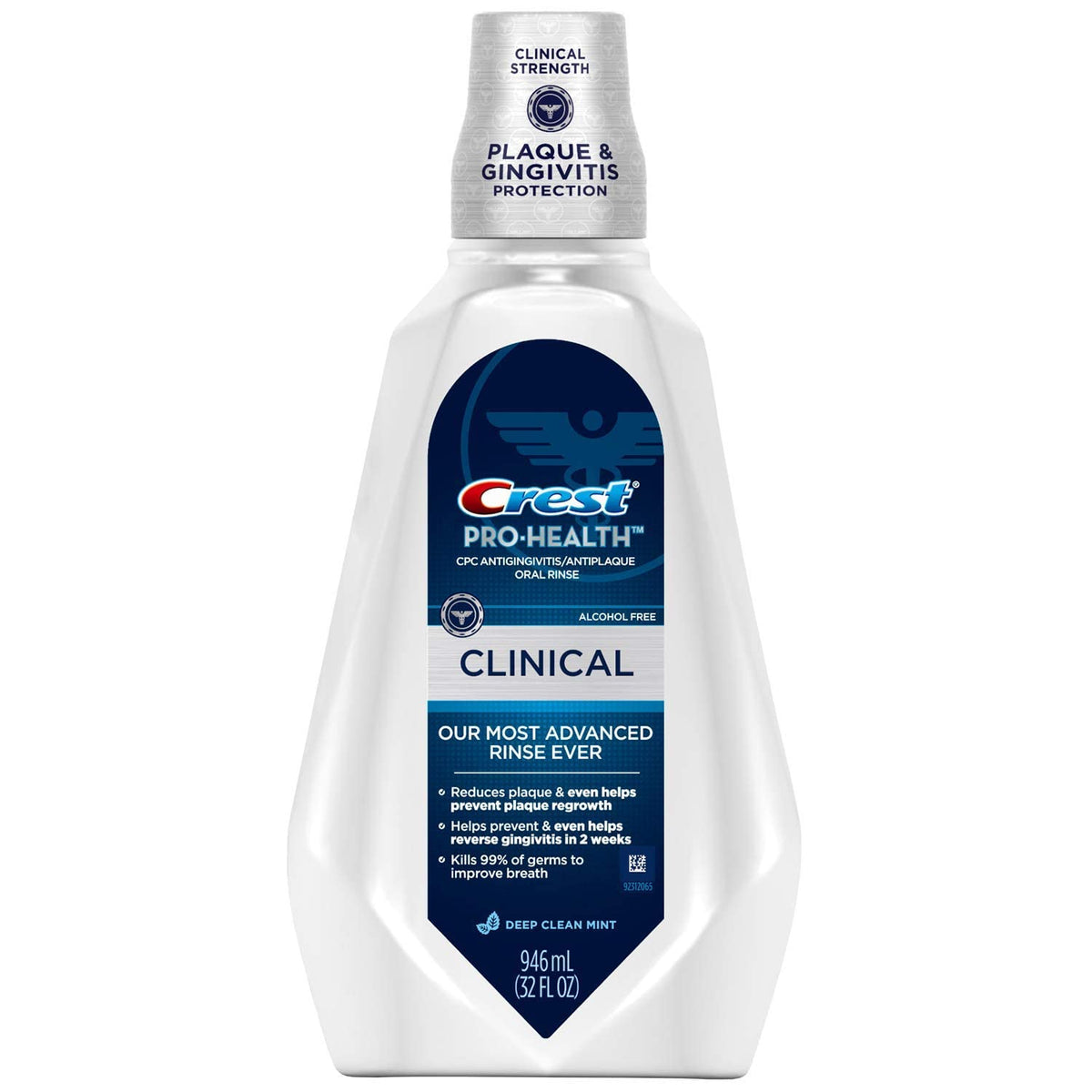 Crest Pro-Health Clinical Mouthwash with CPC, Alcohol Free, Gingivitis Treatment, Deep Clean Mint, 473 Ml (16 fl oz), 4 Count