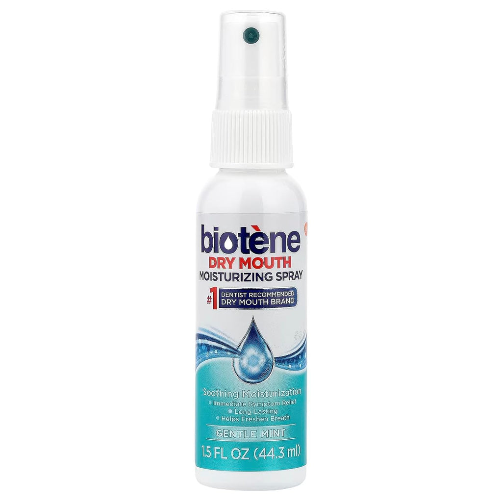 Biotene Moisturizing Dry Mouth Spray, Moisturizing Spray for Dry Mouth and Bad Breath, Gentle Mint - 1.5 fl oz (Pack of 4)