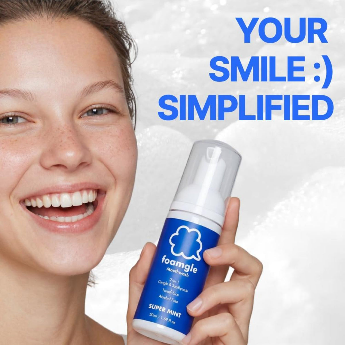 2-in-1 Foam Mouthwash Toothpaste Waterless Travel Oral Care 1.69oz