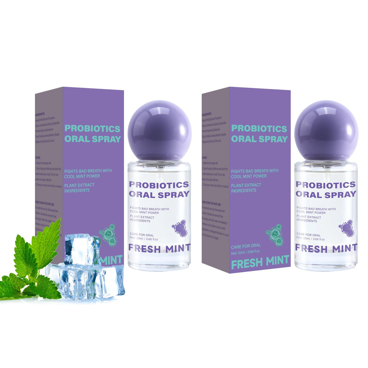 Probiotic Oral Spray for Long-Lasting Freshness, Oral Spray with Probiotics for Breath Care, Gentle, Convenient Travel-Sized Breath, 20ml/0.68oz