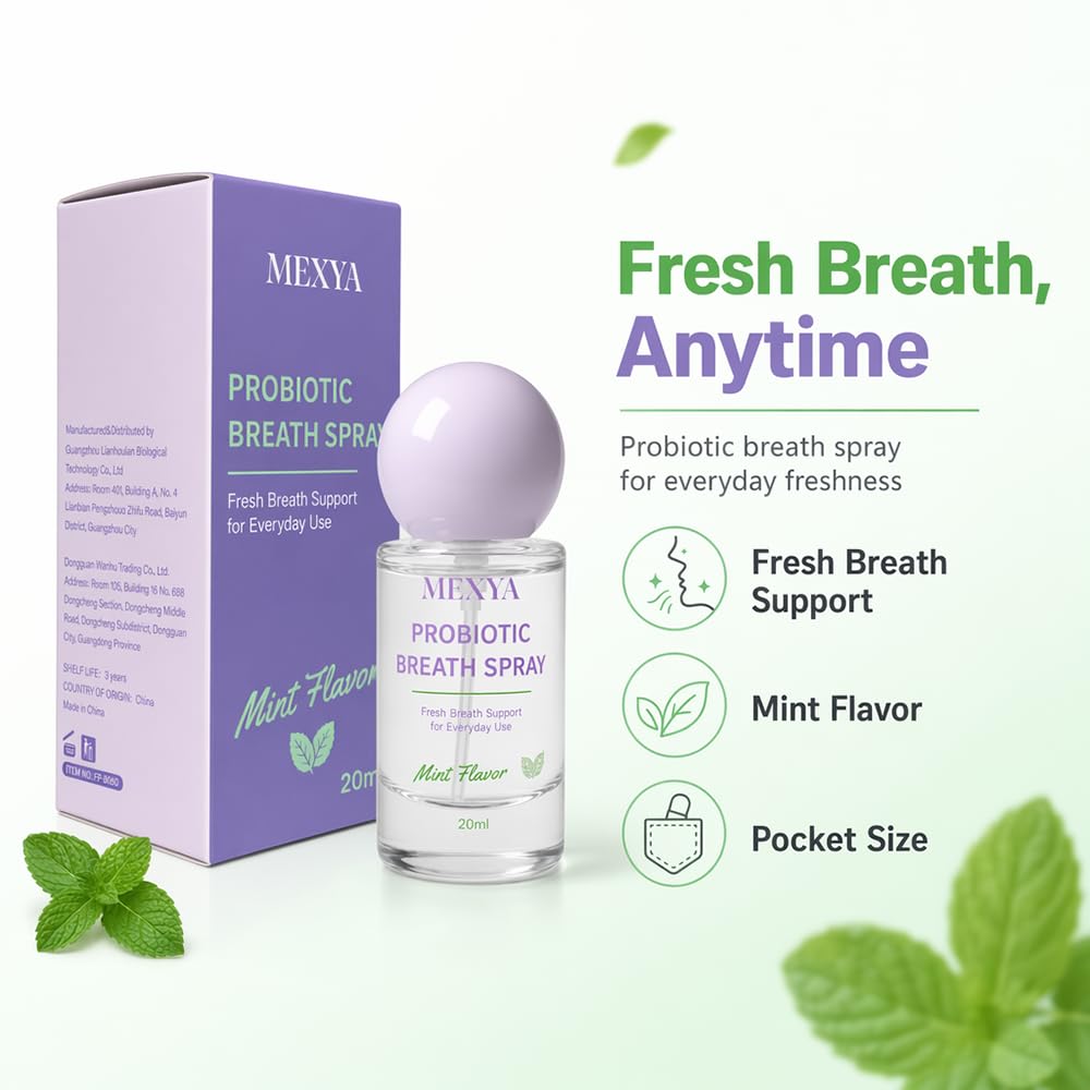 Probiotic Breath Spray for Bad Breath, 2-Pack, Alcohol-Free