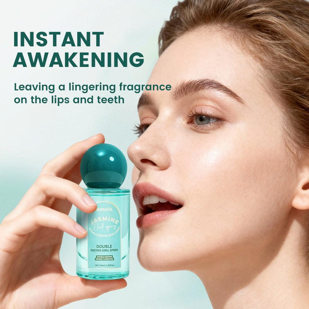 Venrock Double Enzyme Oral Spray Long-Lasting Freshness, Alcohol-Free Oral Spray for Breath Care, Jasmine Dragon Well Tea Flavor, Travel-Sized Breath Spray with Papain & Lysozyme, 30ml/1.01 Fl Oz