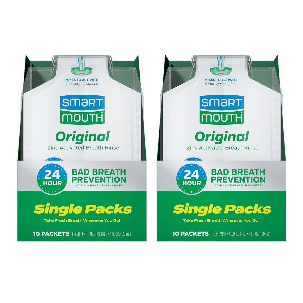 SmartMouth Original Zinc Activated Mouthwash Single Packs, 10 Count, 3-Pack
