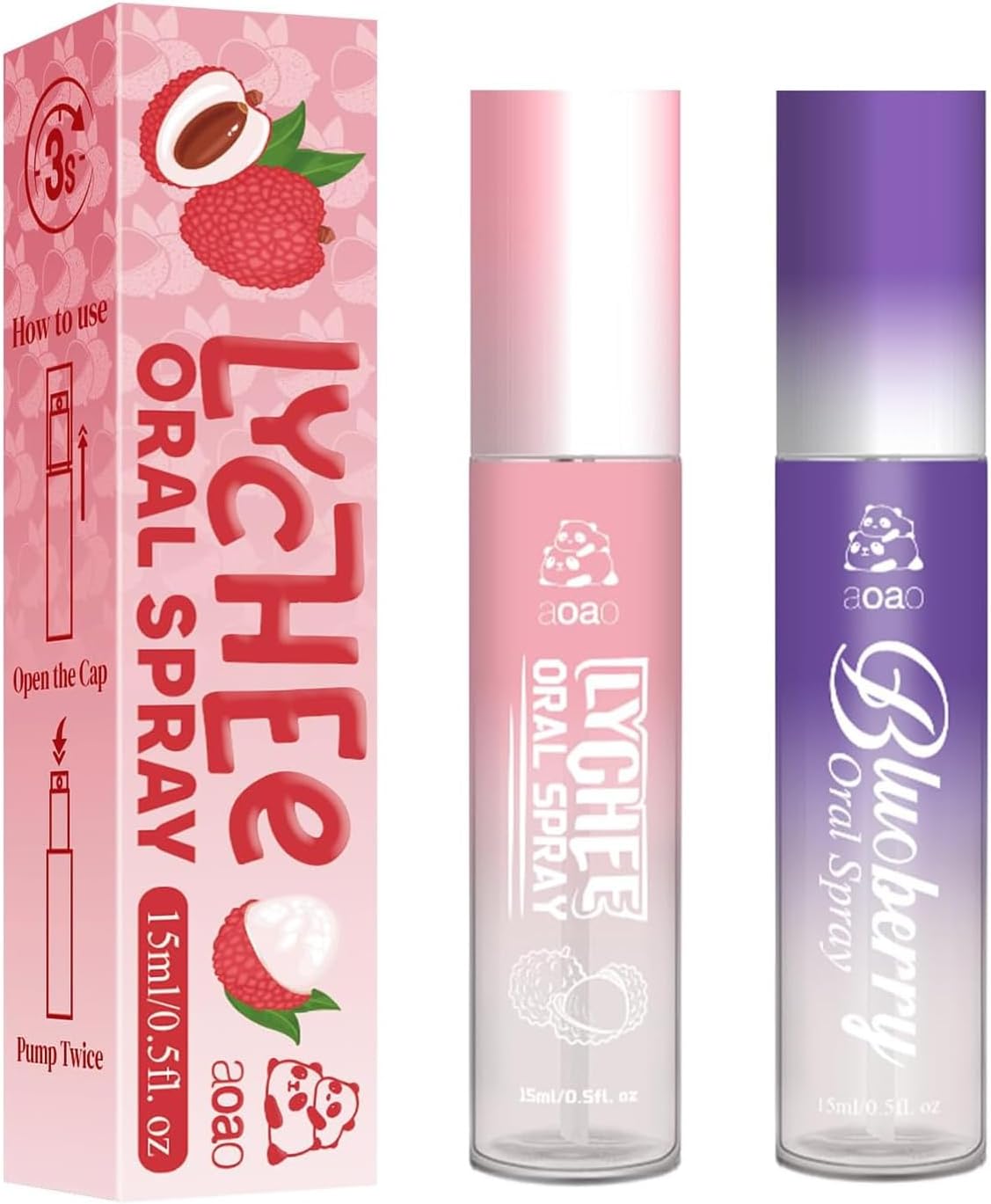 Oral Spray for Bad Breath & Dry Mouth, Sugar Free Lychee & Blueberry Flavor
