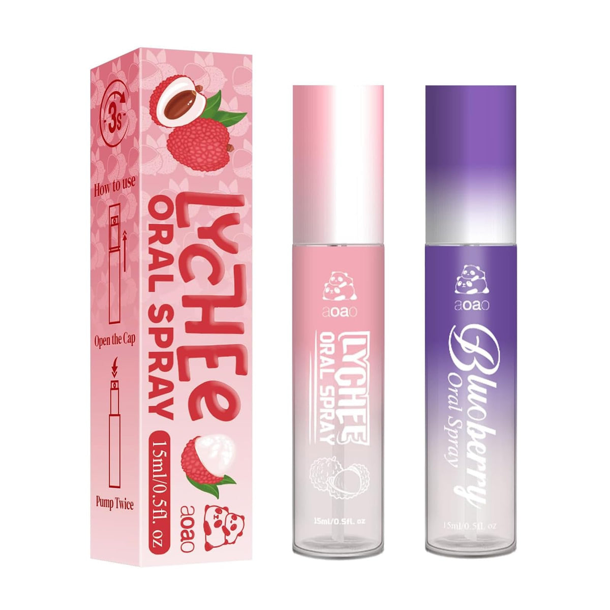 Oral Spray for Bad Breath & Dry Mouth, Sugar Free Lychee & Blueberry Flavor