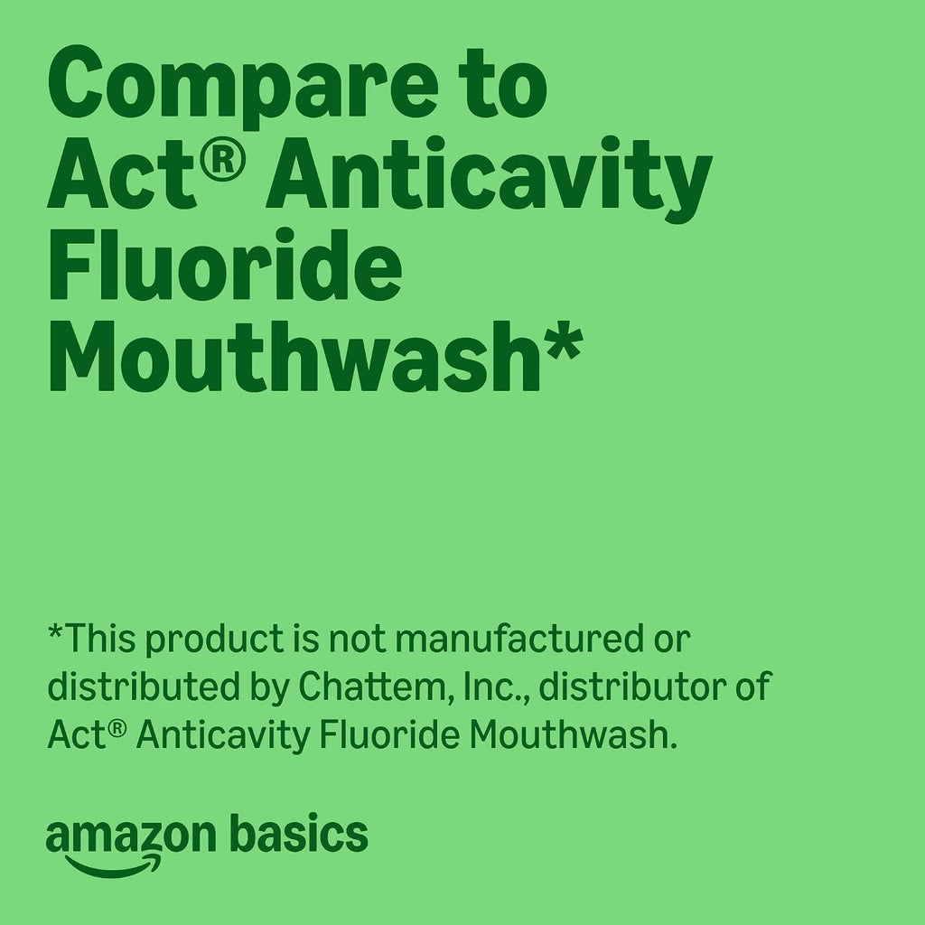 Amazon Basics Anticavity Fluoride Rinse, Alcohol-Free, Mint, 18 ounce (Pack of 4), Packaging May Vary