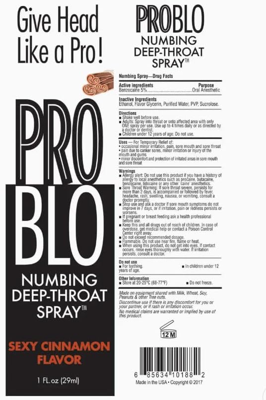 Problo Numbing Deep-Throat Spray - Sexy Cinnamon - 1 Fl. Oz.