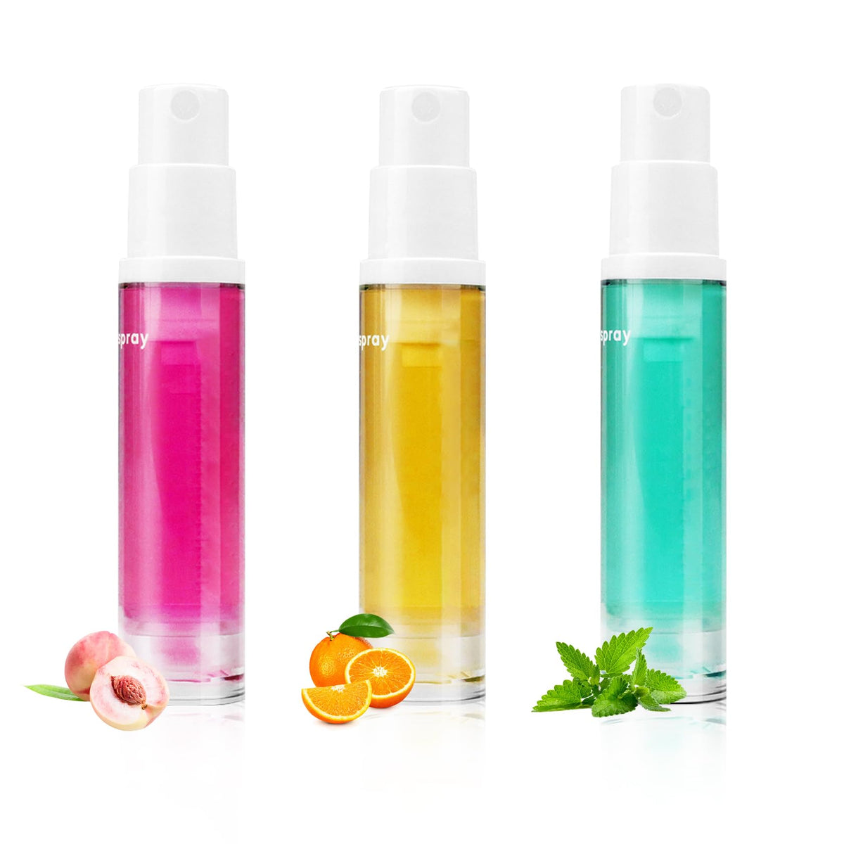 6PCS Fresh Breath Spray,Fruity Flavour Mouth Spray Freshener Spray Set for Mouth,Peaches,Oranges,Watermelon,Grapes,Lychee