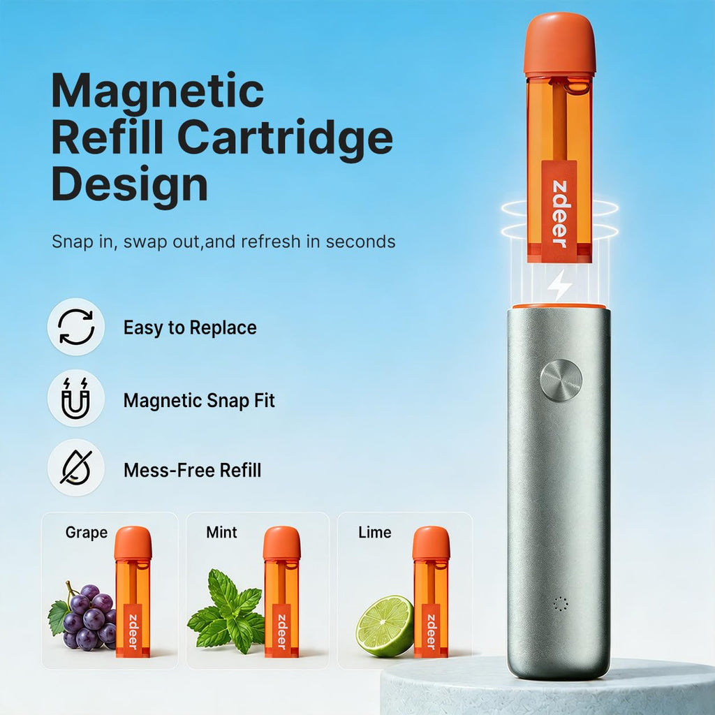 ZDEER PW13 Electric Cool Breath Spray, Probiotic Mouth Spray, Oral Spray Alcohol-Free for Fresh Breath & Dry Mouth,Rechargeable, 3 Flavor Cartridges, Travel Size, Ideal for Dating Office Daily Use
